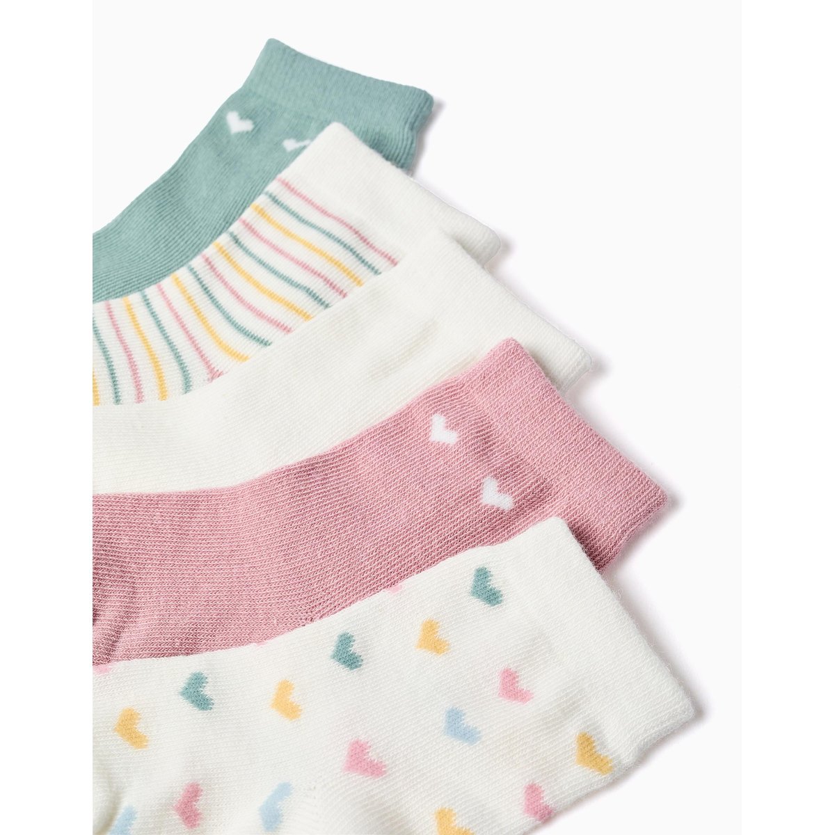 Lot de 5 paires de chaussettes à rayures/cœurs multicolore, ZIPPY