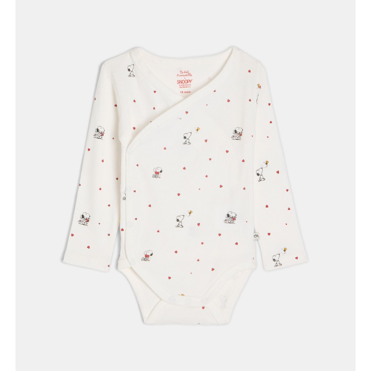 Body tacora 22 snoo en coton bio écru et rouge, CADET ROUSSELLE