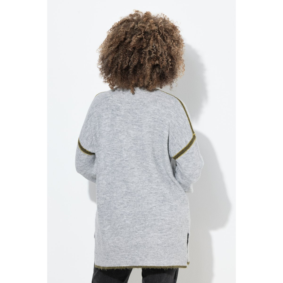 Pull à col montant et manches longues gris clair chiné, ULLA POPKEN