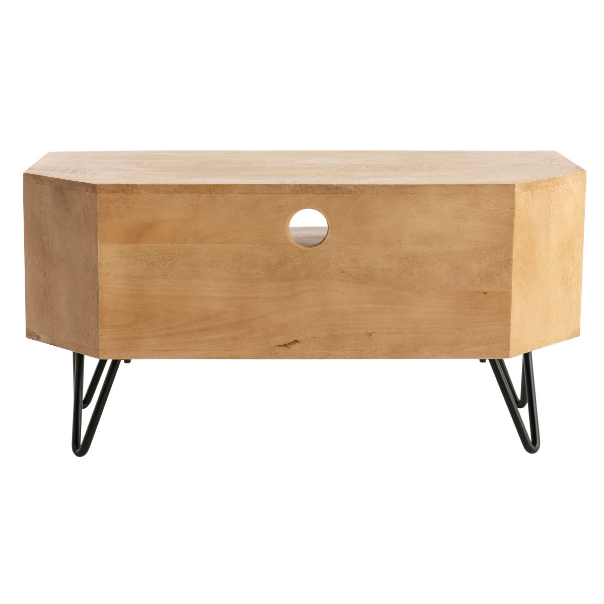 Meuble TV d'angle en bois manguier massif et métal noir L100 cm VIBES naturel, MILIBOO