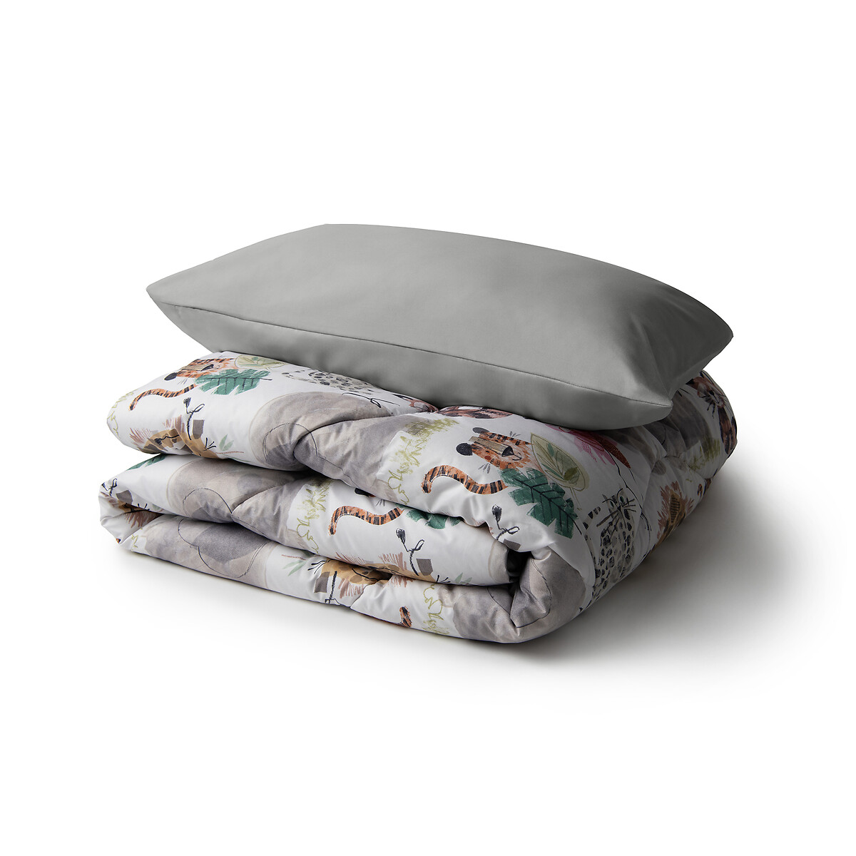 4.5 Tog Coverless Duvet Set Animals grey, NIGHT LARK