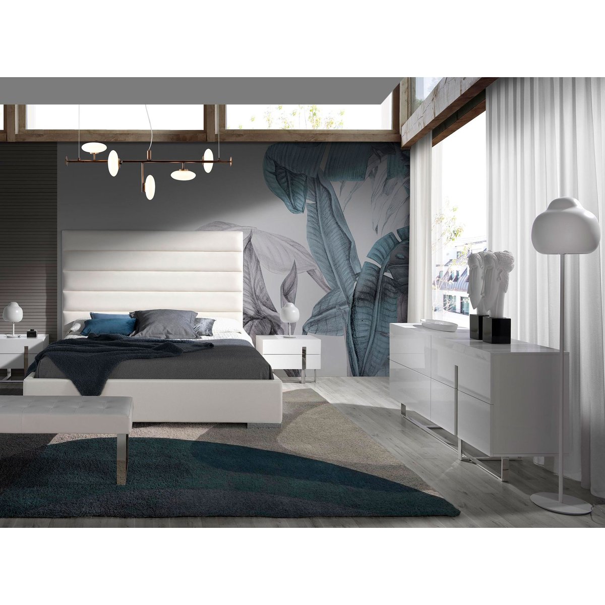 Buffet en bois blanc et acier chromé blanc | acier, ANGEL CERDA