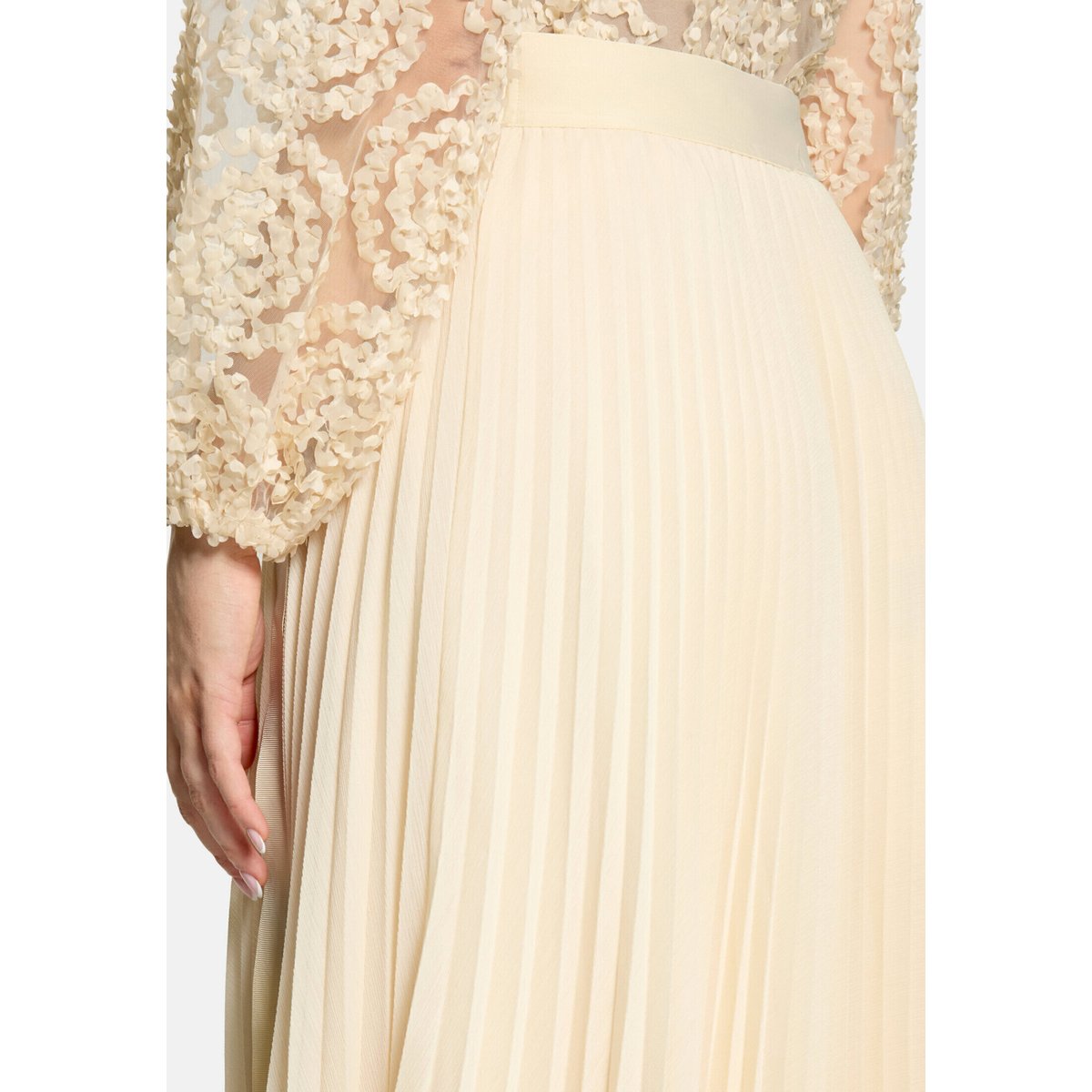 Jupe en tulle à plis champagne sorbet, VERA MONT