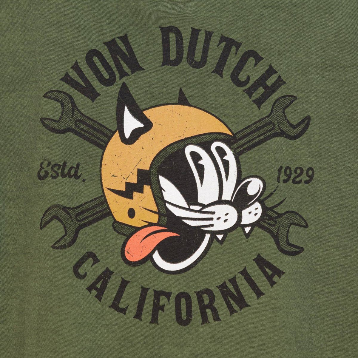 Tee shirt coton CATLIF kaki/noir/orange, VON DUTCH