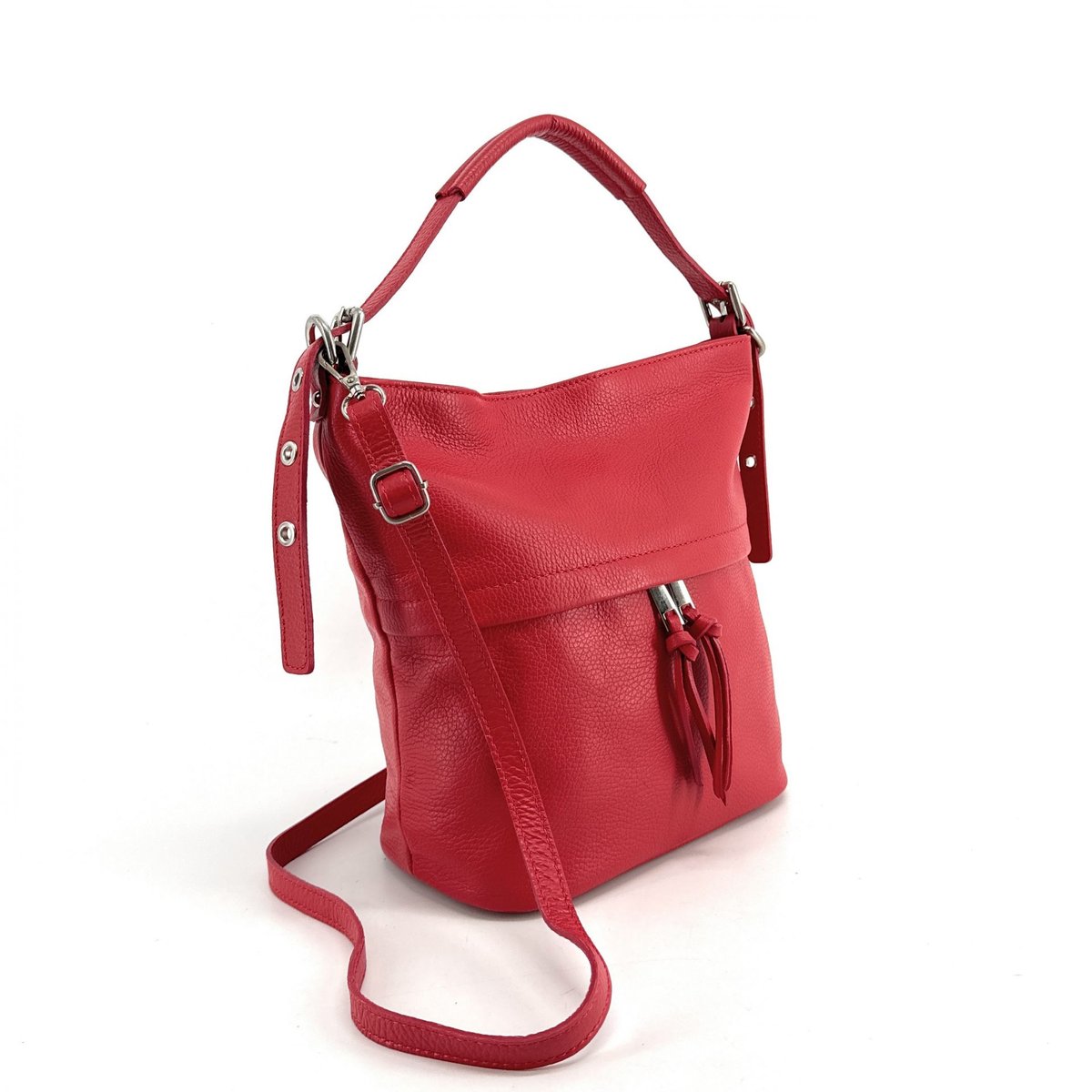 Sac à main en cuir grainé LIVERPOOL rouge clair, OH MY BAG