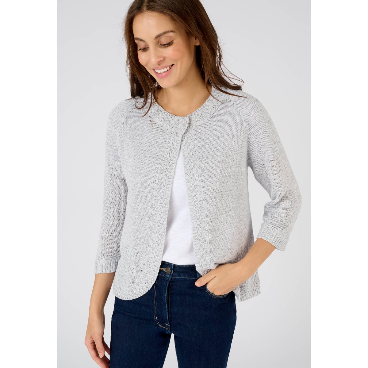 Gilet-boléro maille ruban gris, DAMART