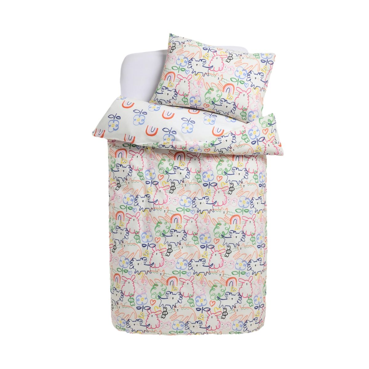 Parure housse de couette et taie d'oreiller animaux roses brillants, NEXT