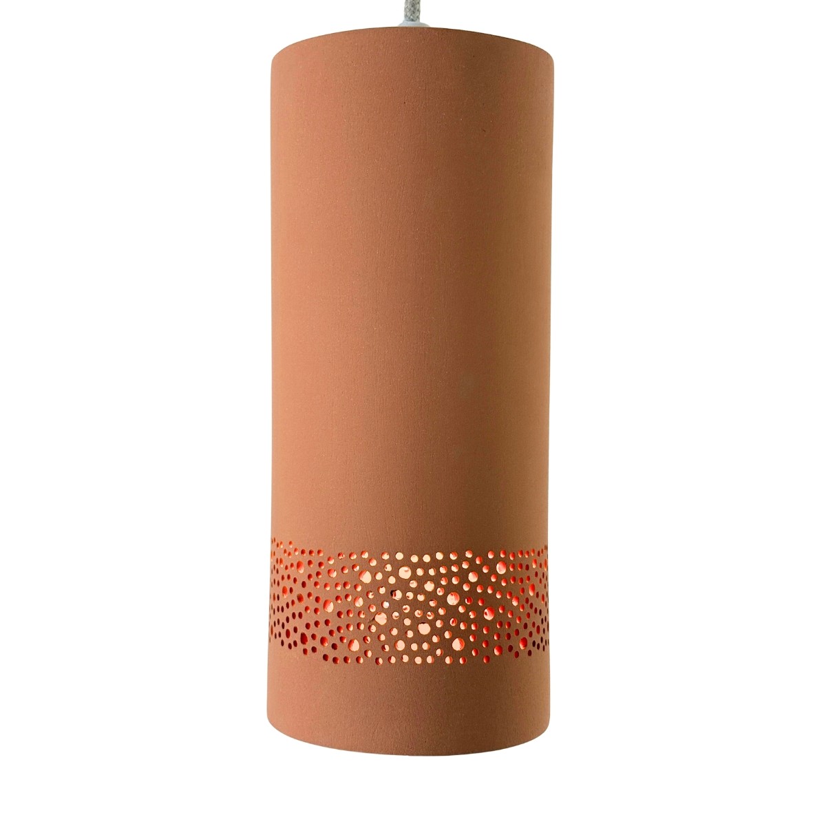 Suspension en terre cuite motif Sara, CYLINDRE terre cuite, GERARD LAMY