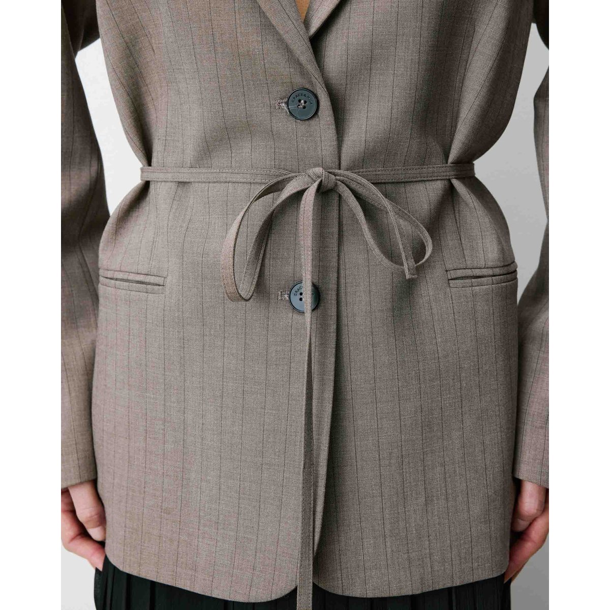 Blazer droit rayé cintré à la taille rayure Acario rayure, GRACE AND MILA