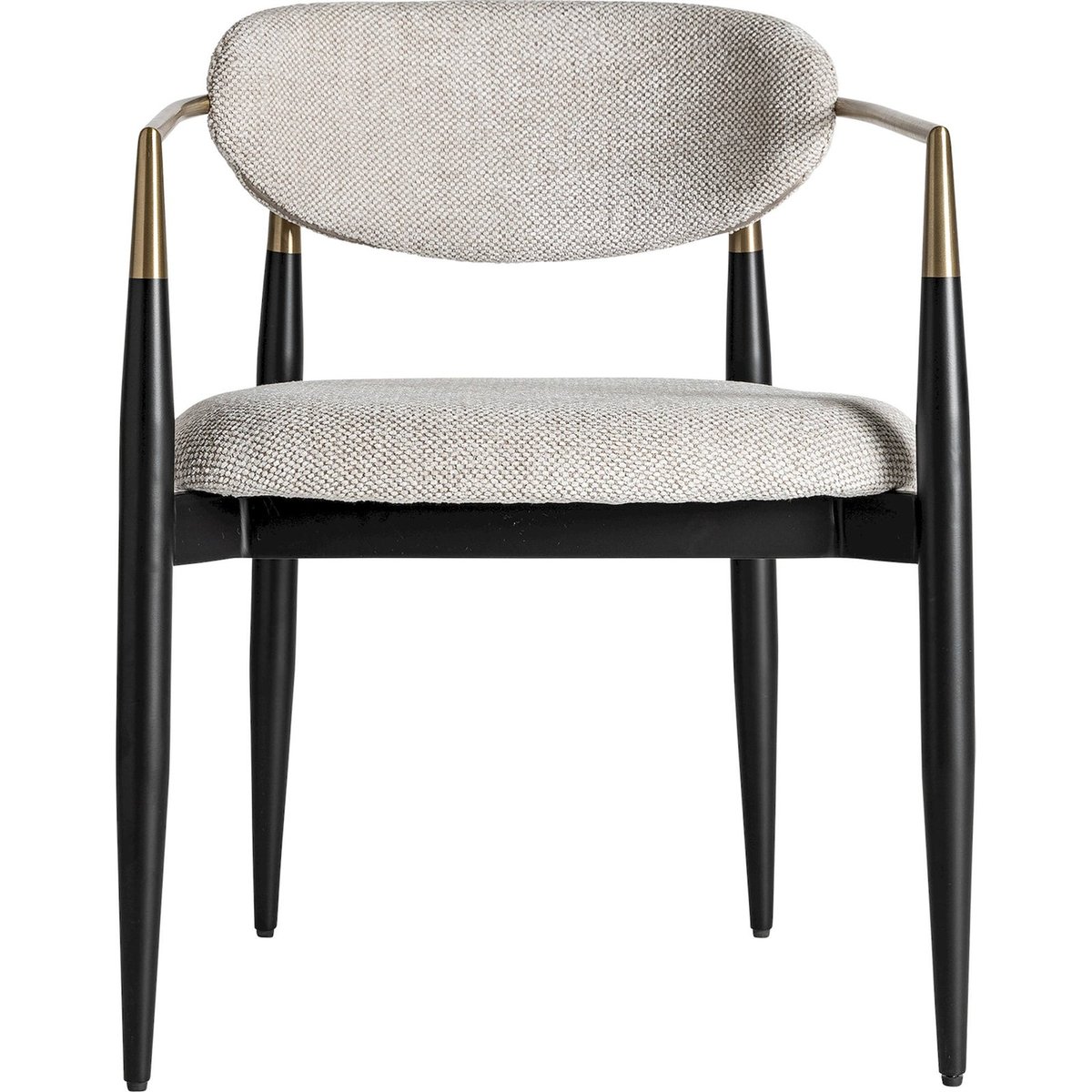 Lot de 2 chaises art déco avec accoudoirs beige chiné, noir et doré, RECOLLECTION