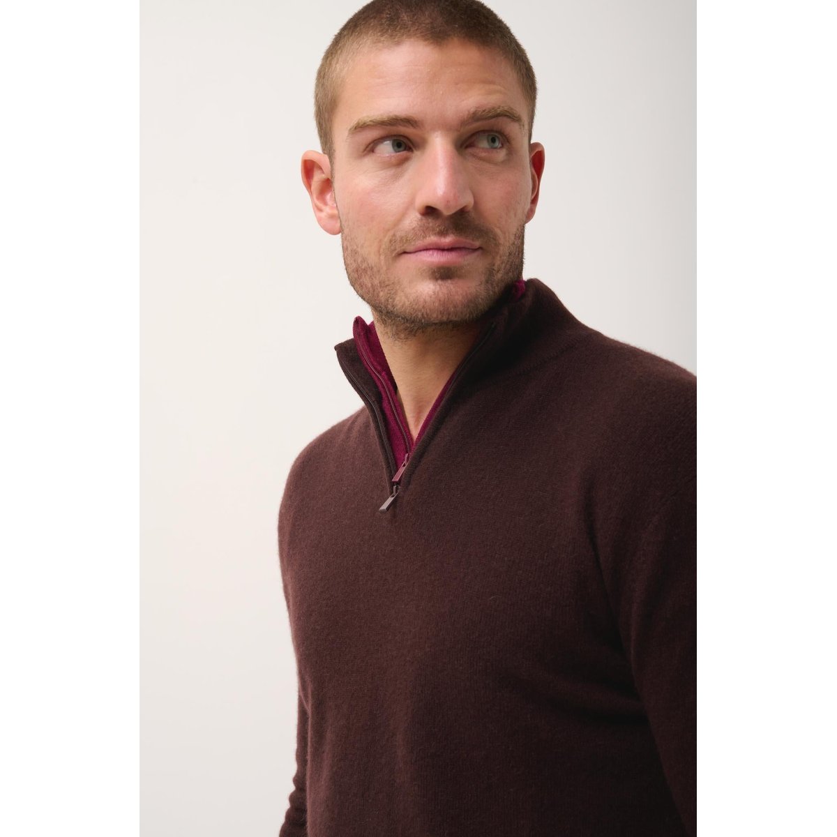 Pull Camionneur Choco Bradley marron foncé, JUST CASHMERE