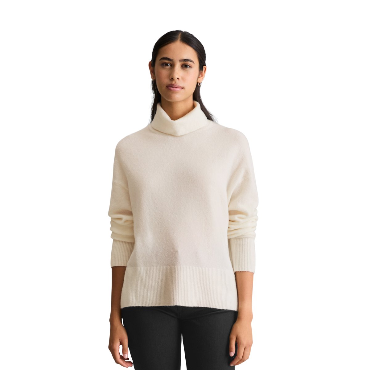 Pull à col roulé ample en mélange de laine vierge douce blanc, MARC O’POLO DENIM
