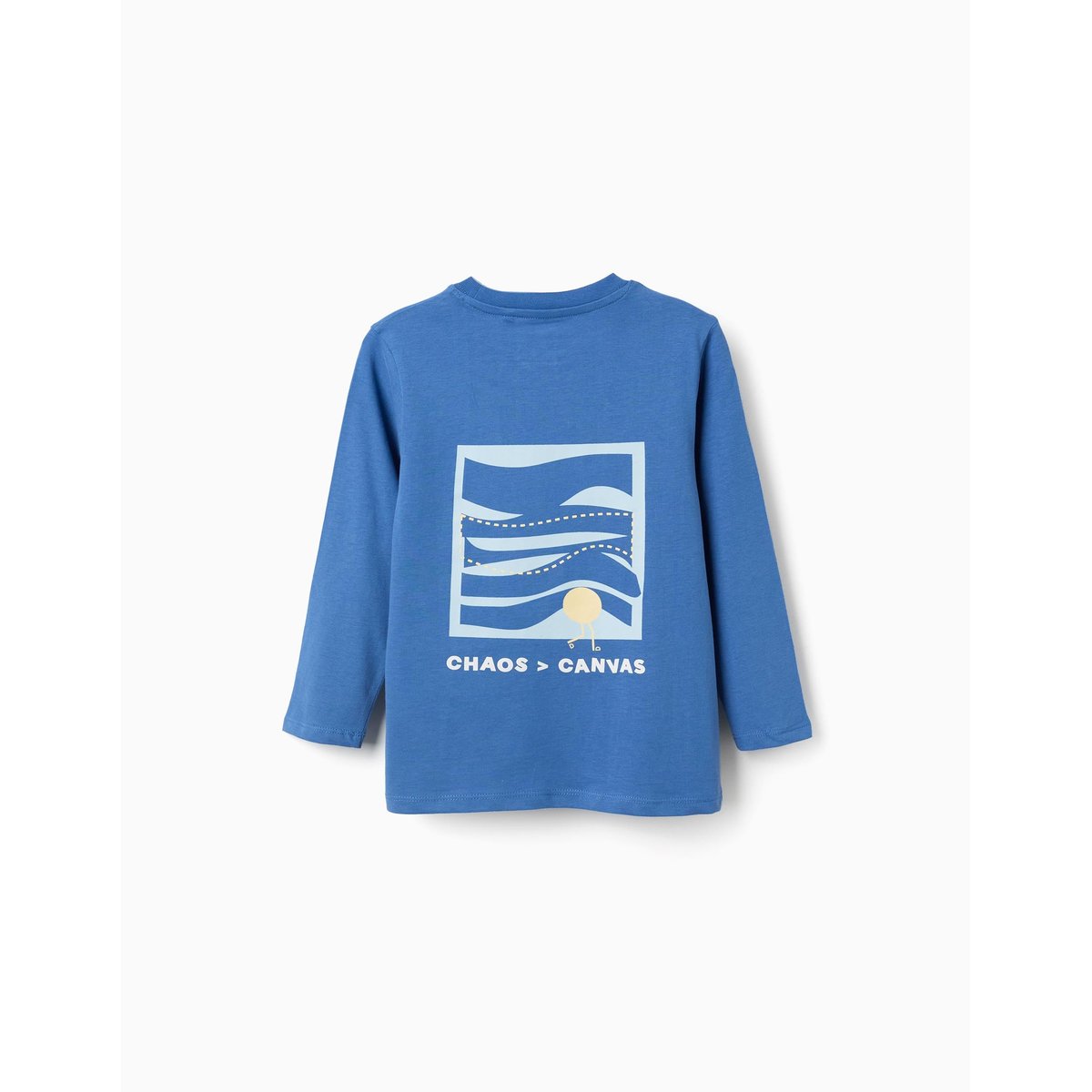 T-shirt en coton à manches longues avec imprimé Making Art bleu, ZIPPY