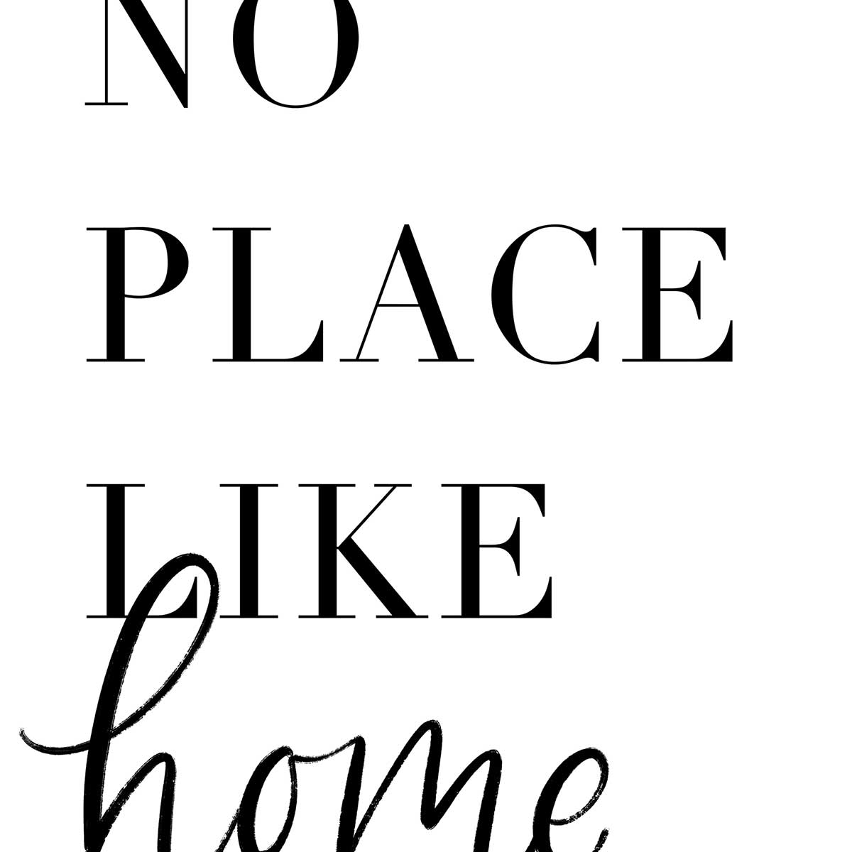 Poster no place like home affiche + cadre en bois - noir, HEXOA