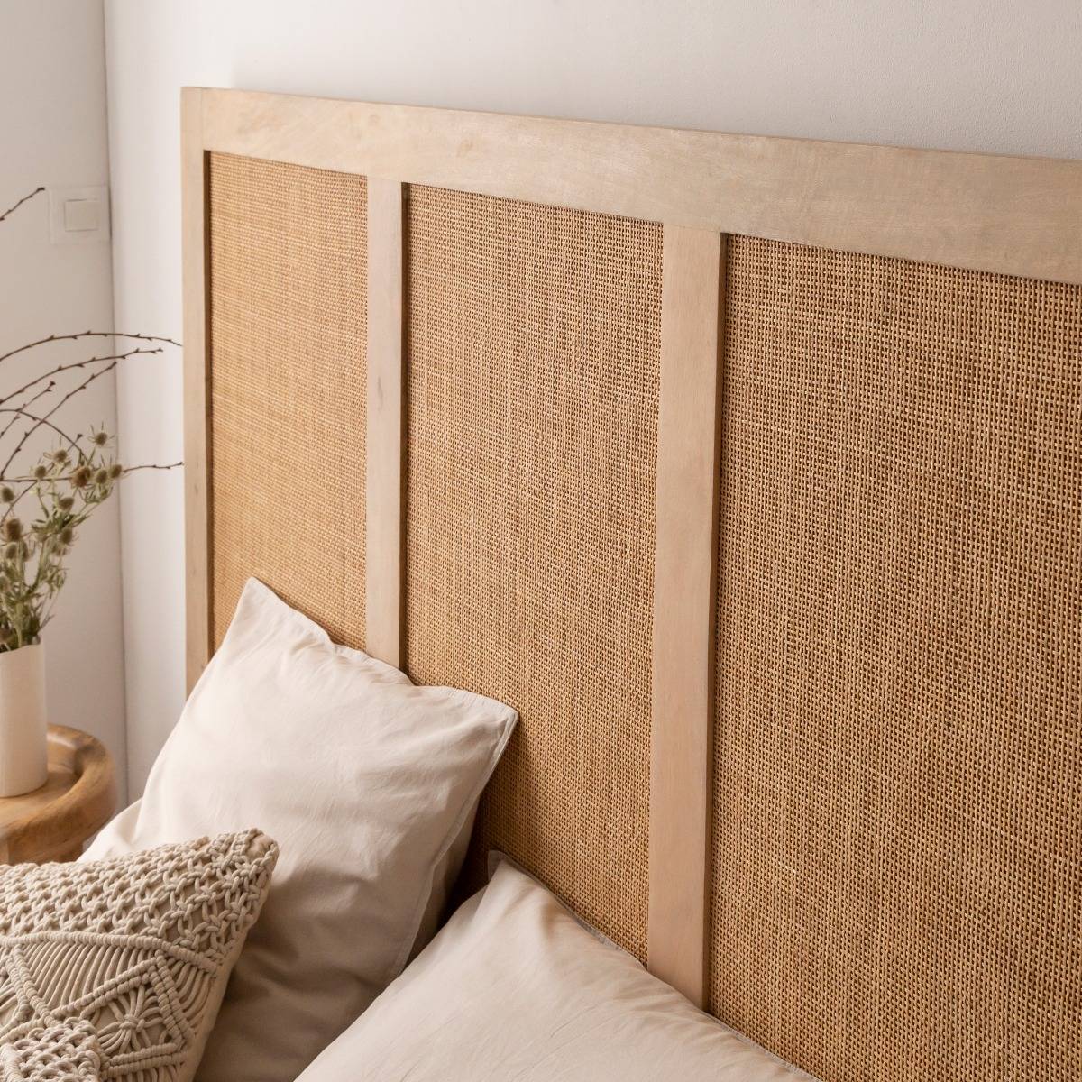 Tête de lit en bois de manguier NOÉMIA bois clair, MADE IN MEUBLES