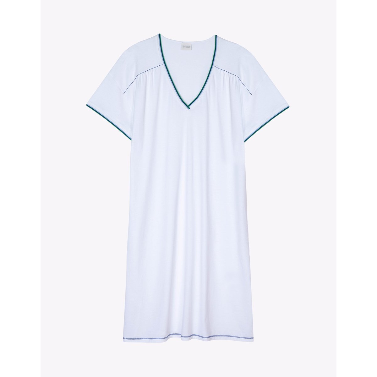 Chemise de nuit en coton VALENSOLE 901 blanc, LE CHAT