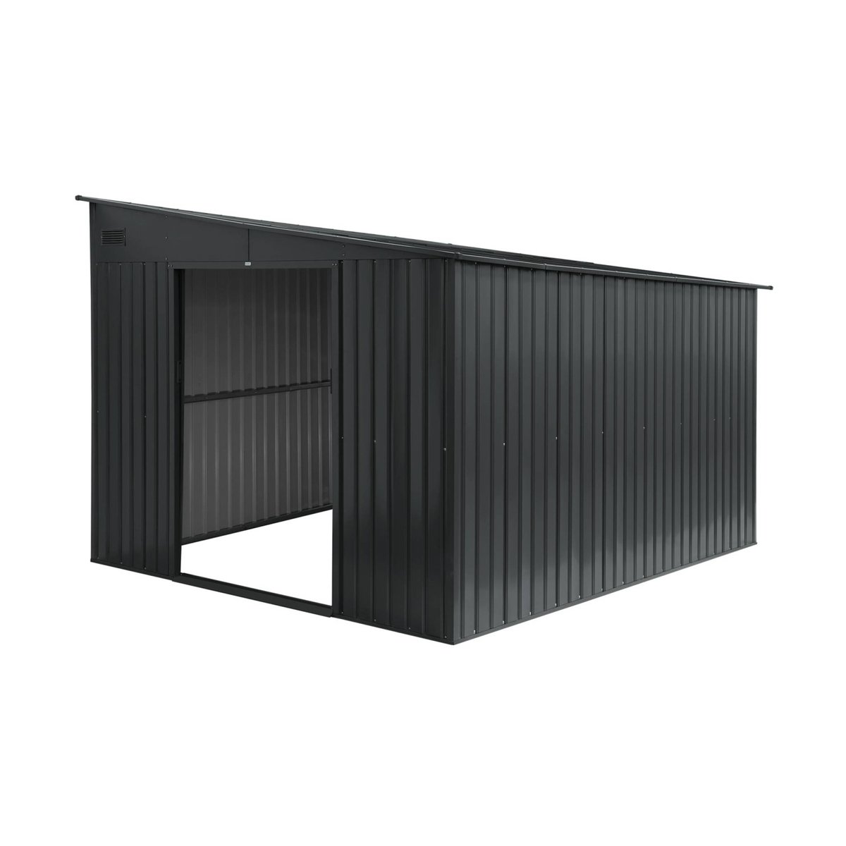 Abri de jardin adossable métal 8,96m² avec kit d'ancrage ORNAY anthracite, SWEEEK