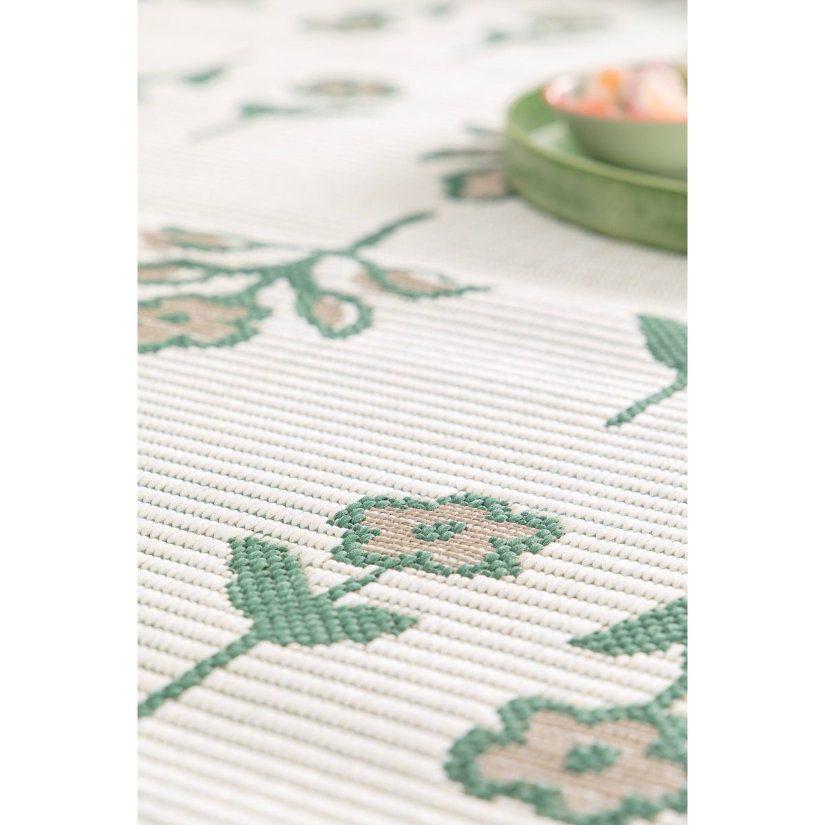Tapis intérieur extérieur design floral PRAIRIE vert naturel, AFK LIVING
