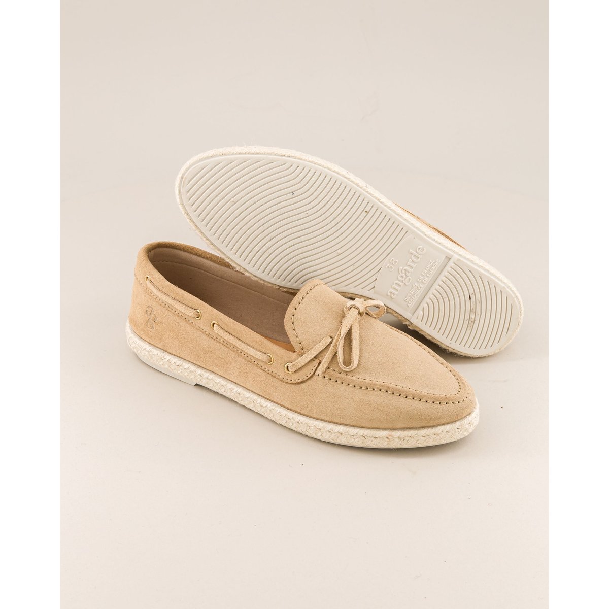 Mocassin bateau cuir BETTY beige, ANGARDE