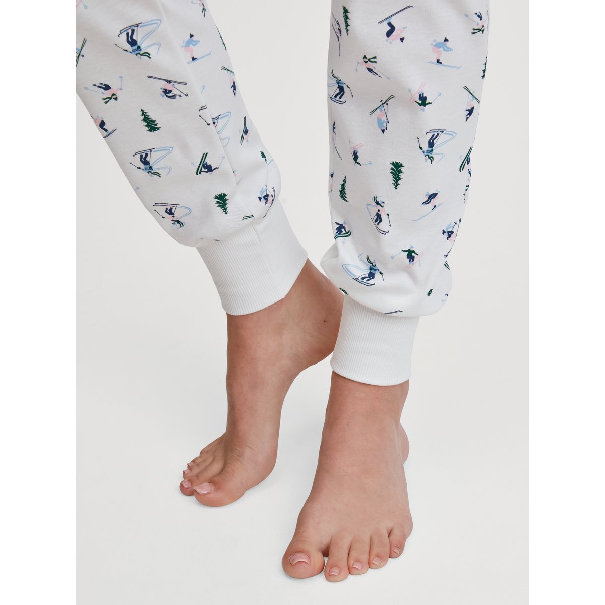 Bas de pyjama avec poignets Coton SKI RESORT blanc étoilé, CALIDA