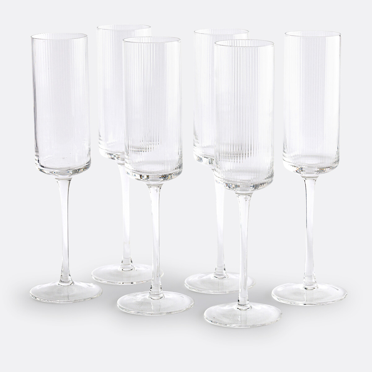 Lot de 6 flûtes à champagne en verre strié, Stria transparent, LA REDOUTE INTERIEURS