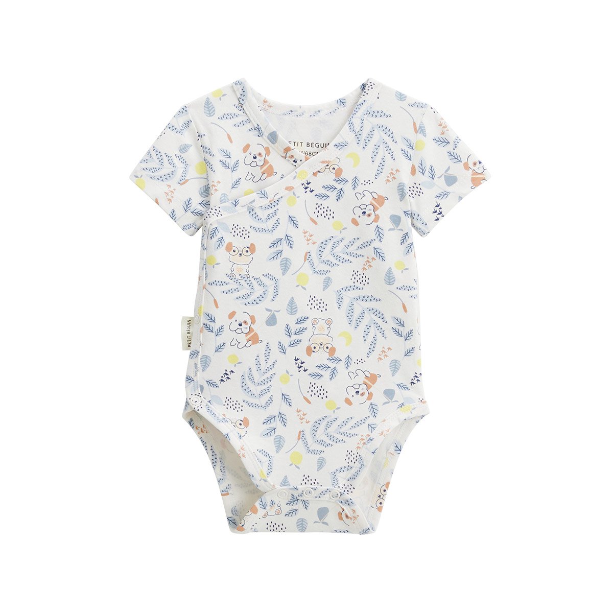 Lot de 2 bodies bébé manches courtes ouverture croisée Zeste d'amour bleu, PETIT BEGUIN