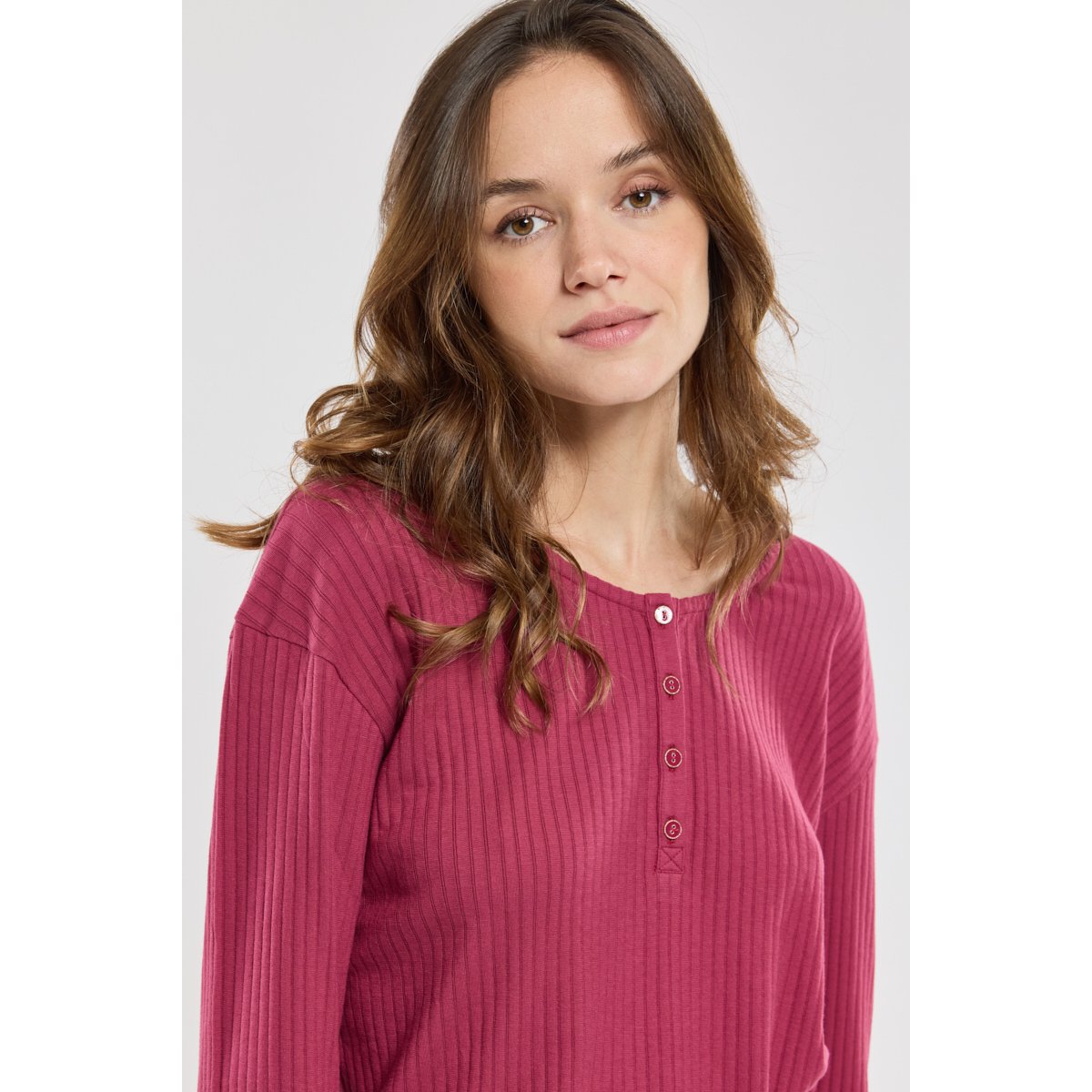 Pyjama fleuri en coton pivoine/nature/sari, ARMOR-LUX