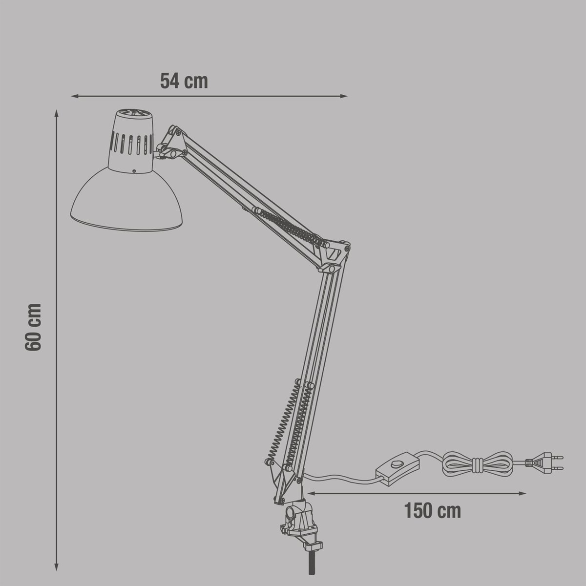 Lampe de bureau en métal, ARQUITECTO noir, INSPIRE