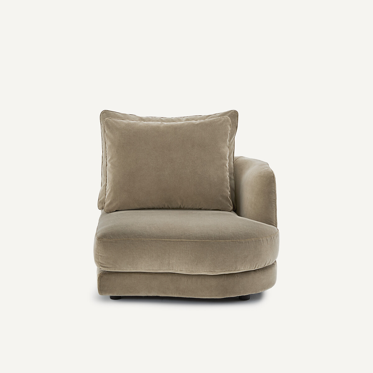Rechtes, abgerundetes, modulares Halbsofa aus stonewashed-Samt, TIBERIO shiitakegrau, AM.PM