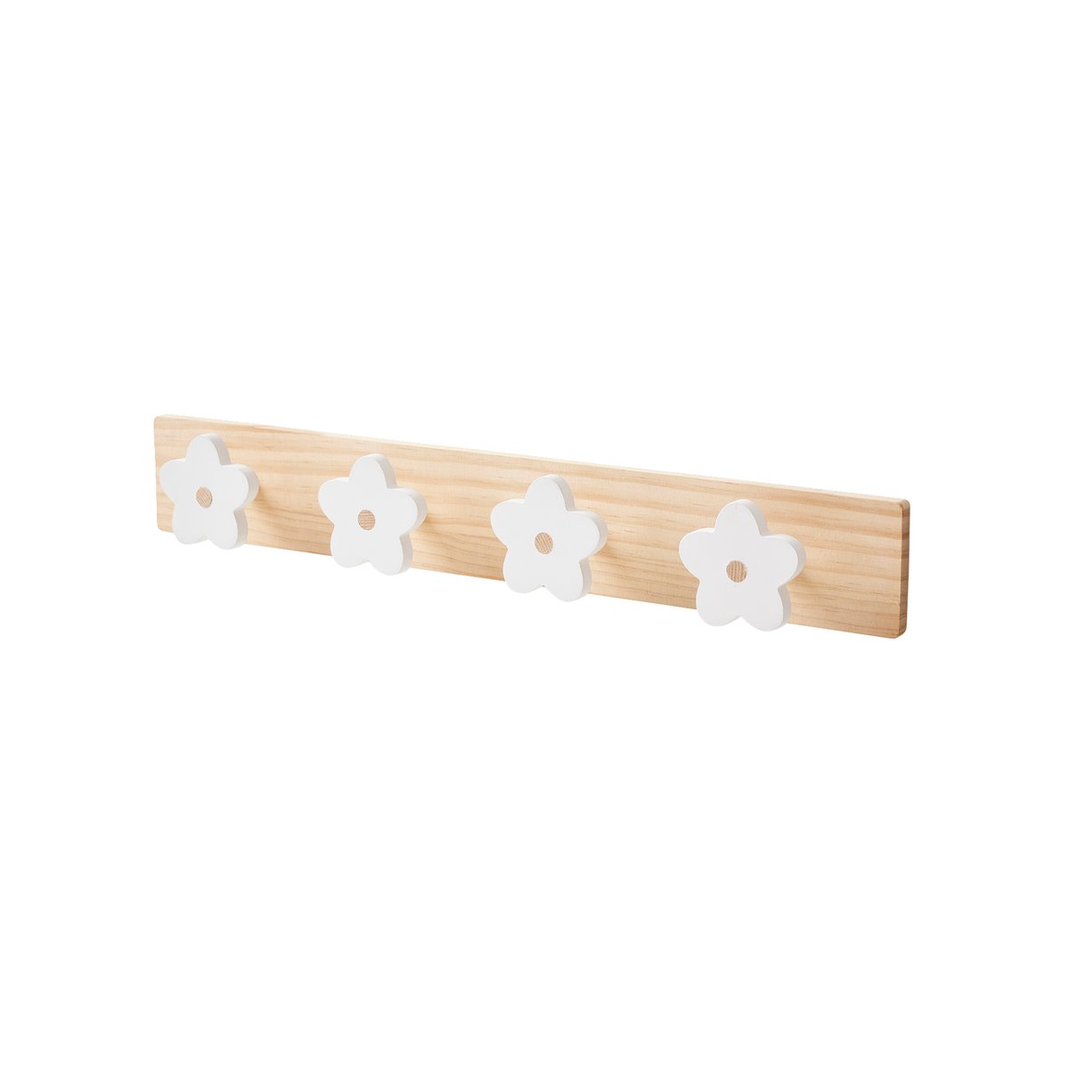Patère en bois avec 4 fleurs blanc, VERTBAUDET