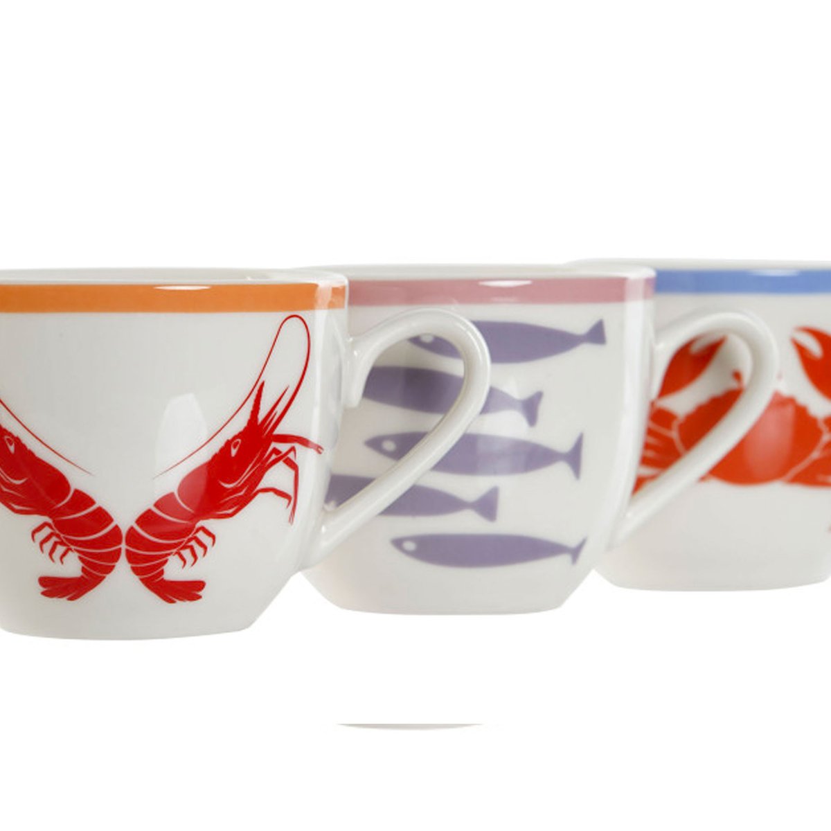 Set de 3 tasses à café en porcelaine motif marin 90ml multicolore, WADIGA