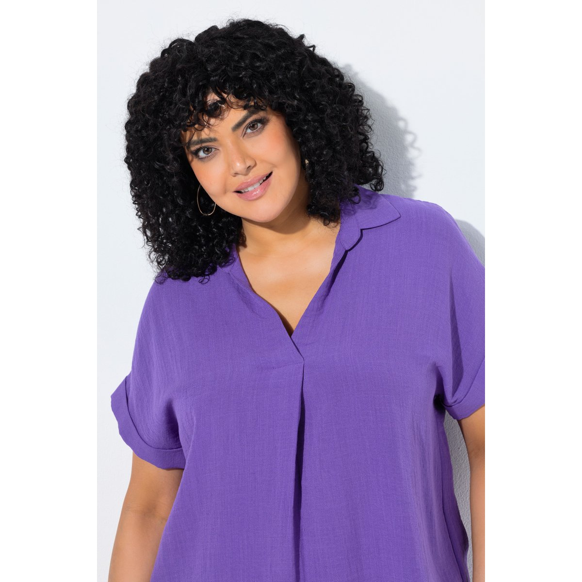 Chemise, oversize, patte de boutonnage violet, ULLA POPKEN