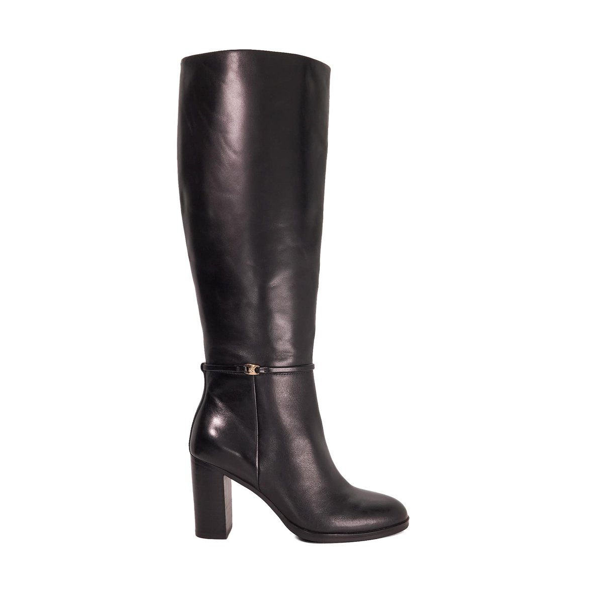 Bottes au genou à talon carré - STARLLING black-leather, DUNE LONDON