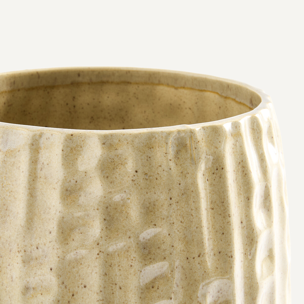 Zira glossy ceramic planter, 18cm high taupe, AM.PM