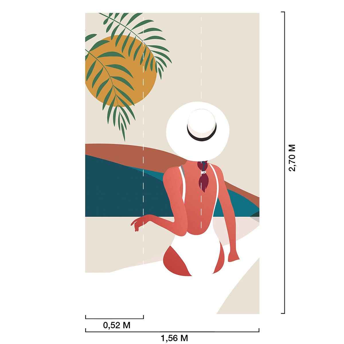Papier peint papier fille plage intissé, HEXOA
