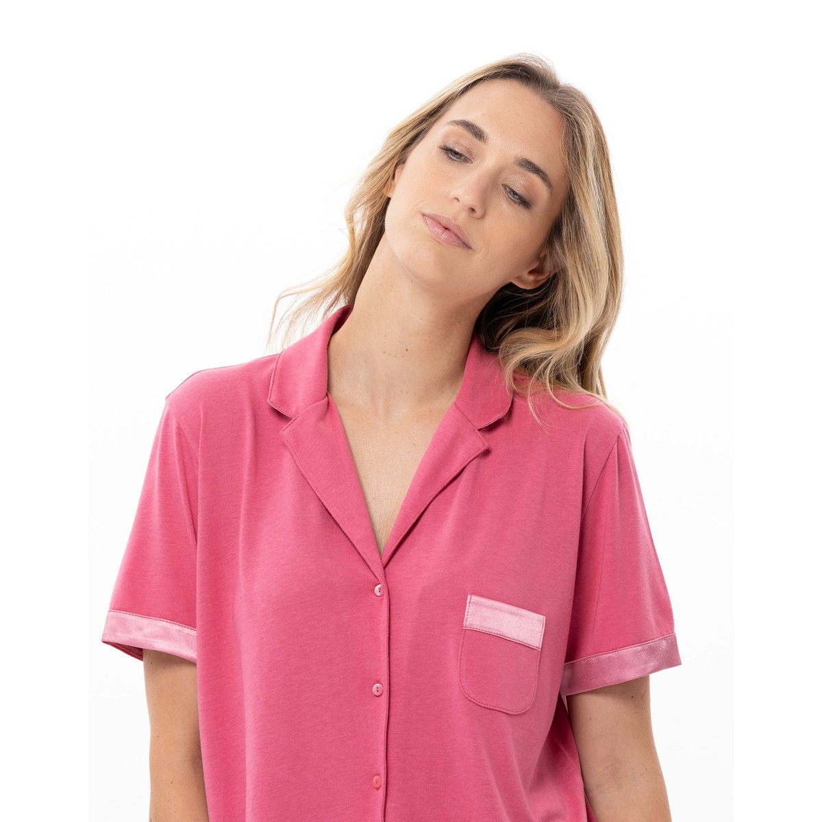 Pyjama short en coton modal MILY 200 rose, LE CHAT