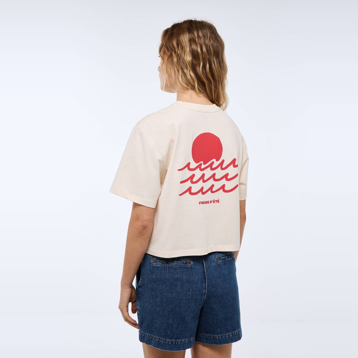 T-shirt manches courtes imprimé en coton BIO butter cream, MONOPRIX