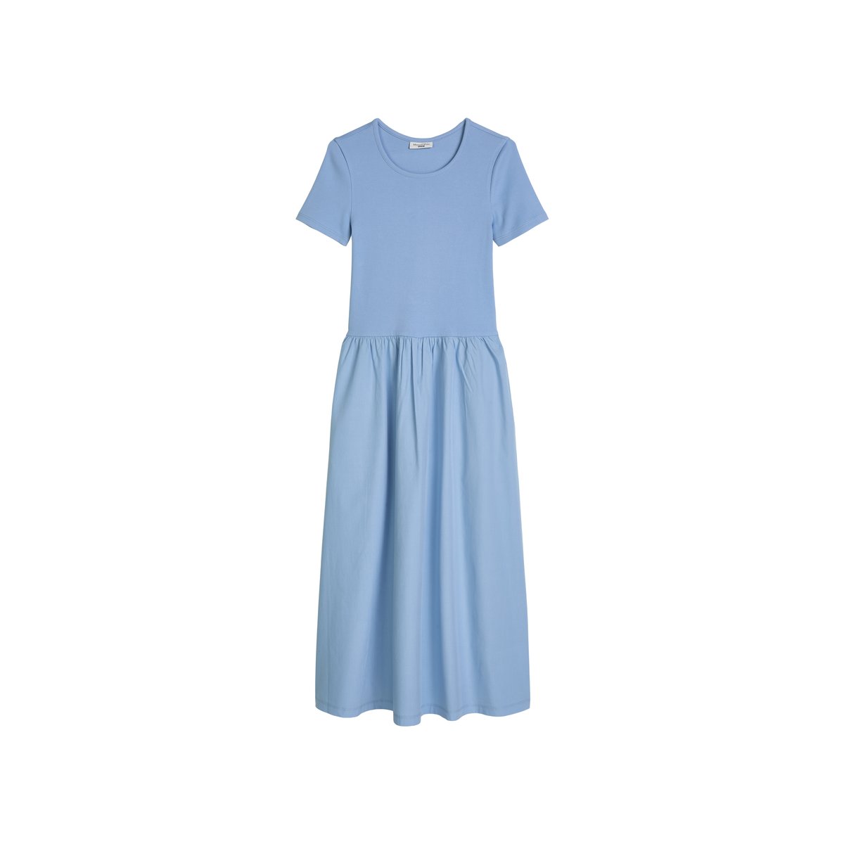 Robe en jersey flare avec jupe en popeline de coton bleu moyen, MARC O’POLO DENIM