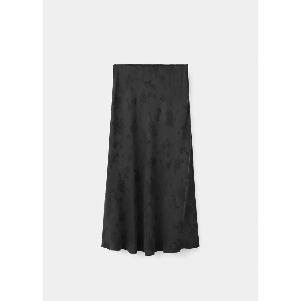 Jupe évasée en tissu devoré noir, MANGO