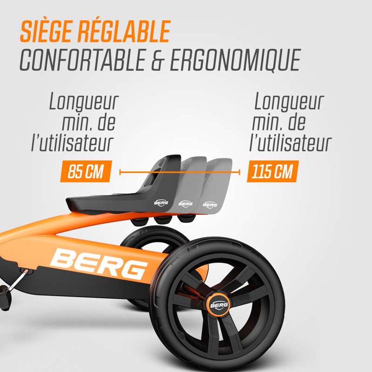 Kart à Pédales pour Enfants, 2+ Ans, Buzzy Vert orange, BERG TOYS
