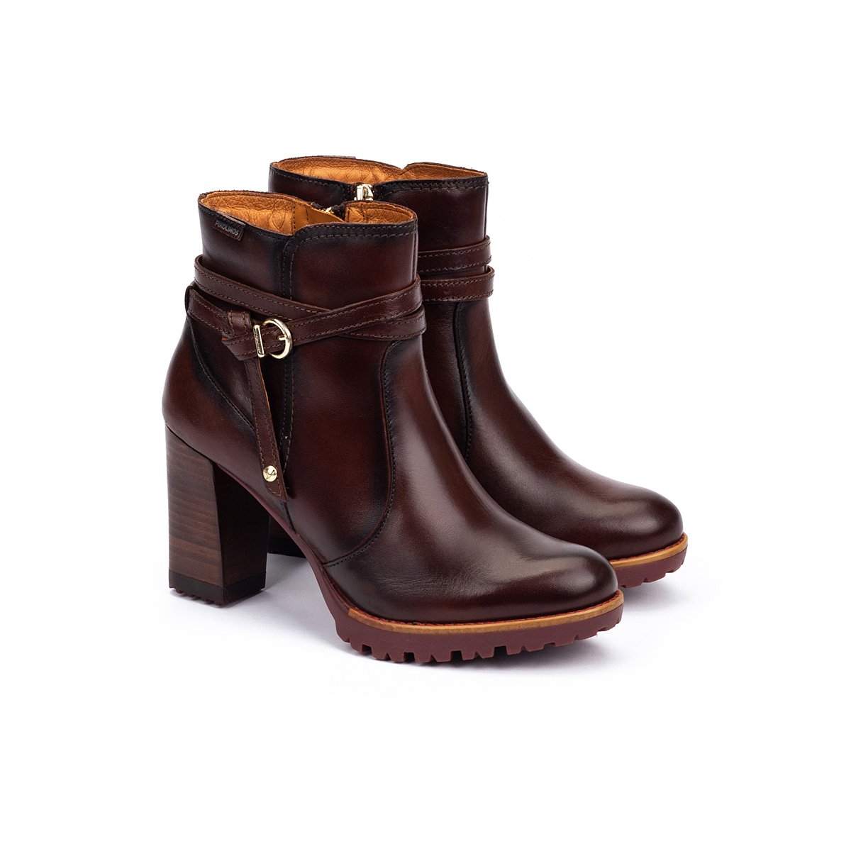 Bottines à talon cuir Connelly caoba, PIKOLINOS
