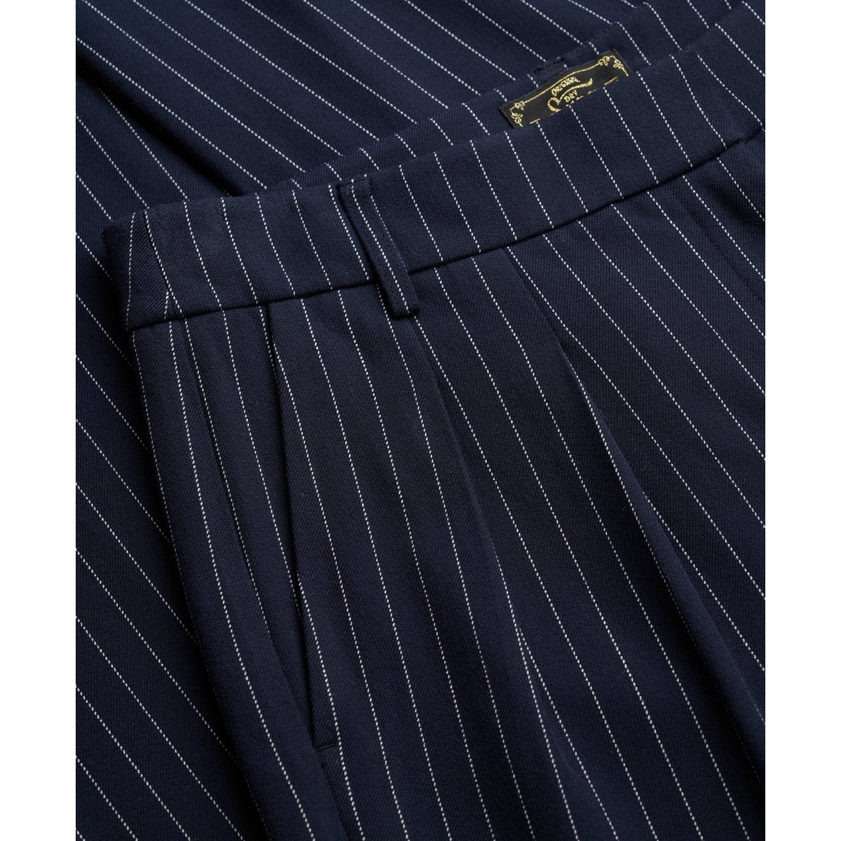 Pantalon Pinstripe Taille Haute Coupe Classique rayures tennis bleu marine, SUPERDRY