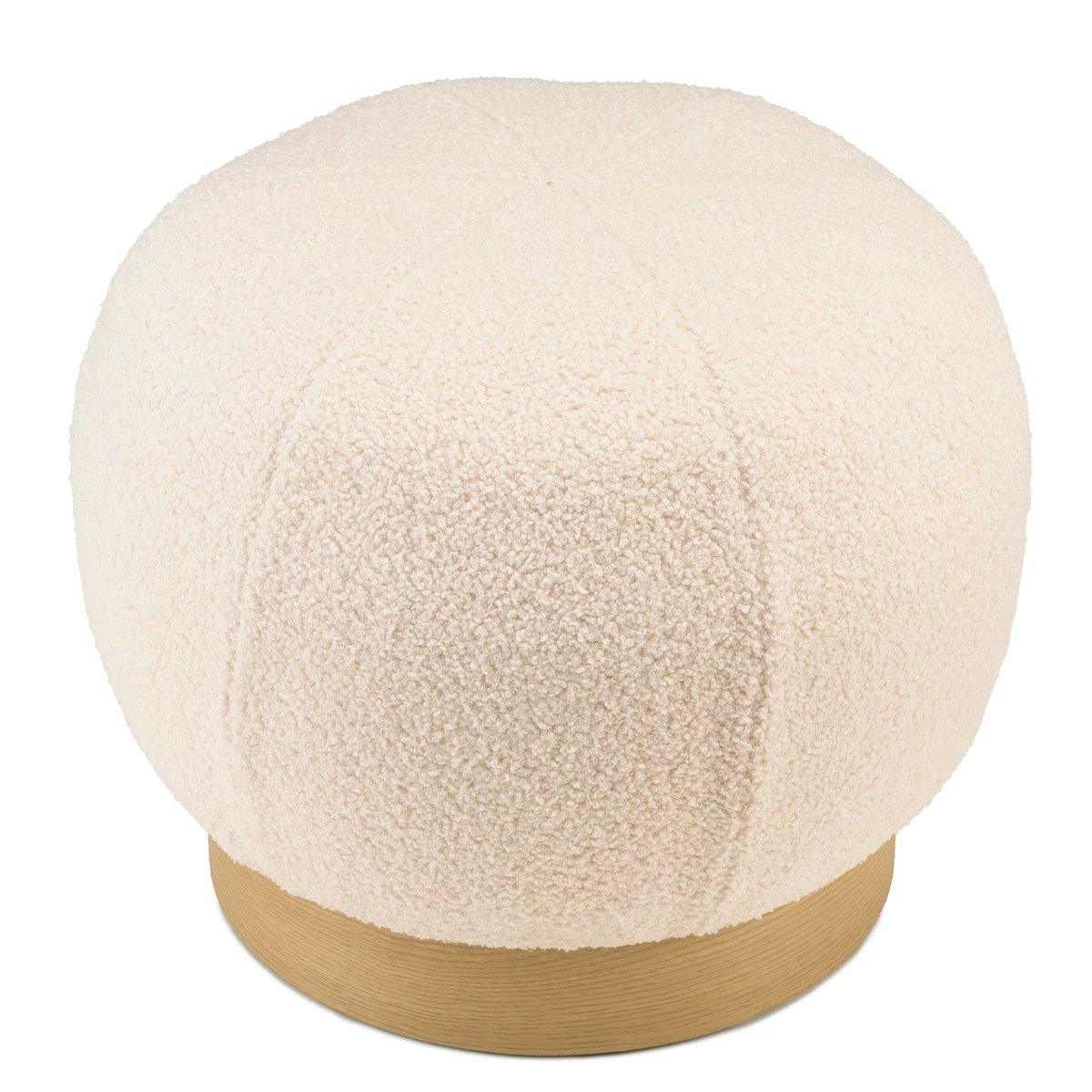 Pouf rond en tissu bouclette blanc CASTILLE ecru, PIER IMPORT