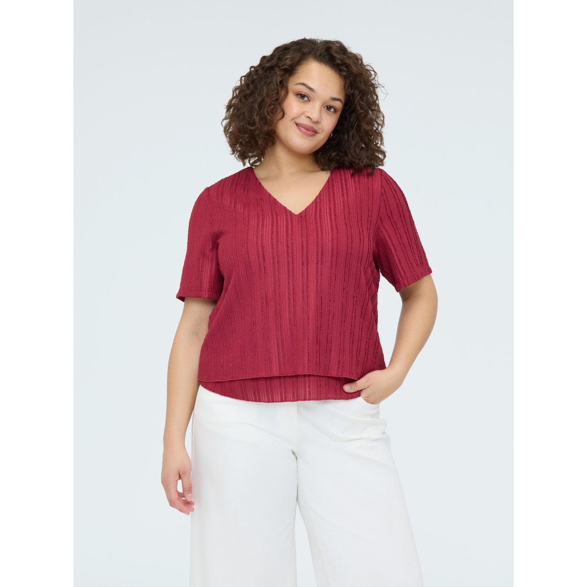 T-shirt côtelé burgundy, FIORELLA RUBINO