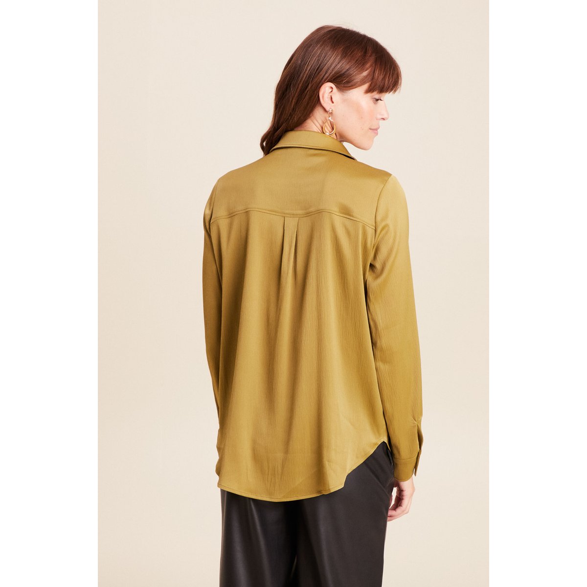 Chemise droite mi-longue fluide vert olive, BREAL