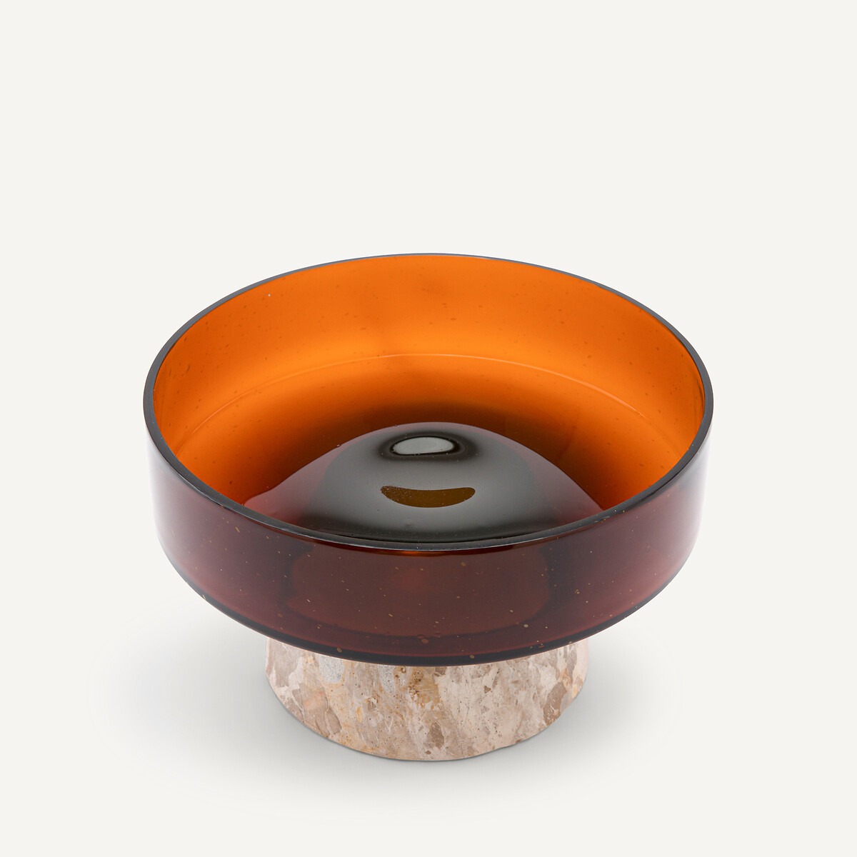 Trapani Glass and Marble Dish brown marble, AM.PM