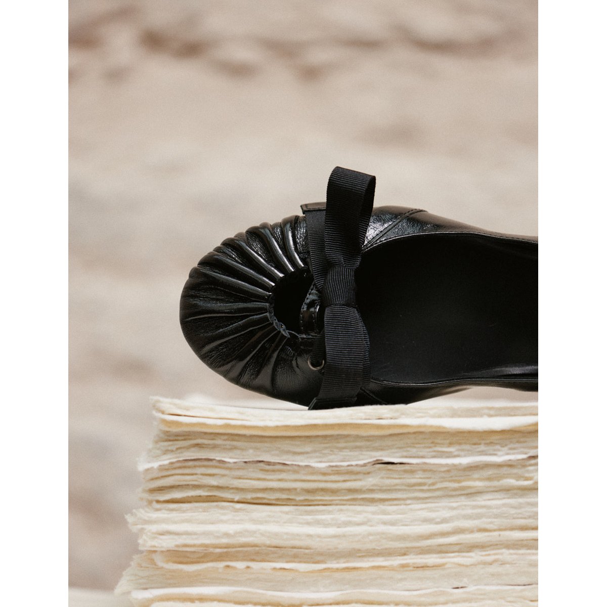 Ballerines SANA cuir plissé noir, ODAJE