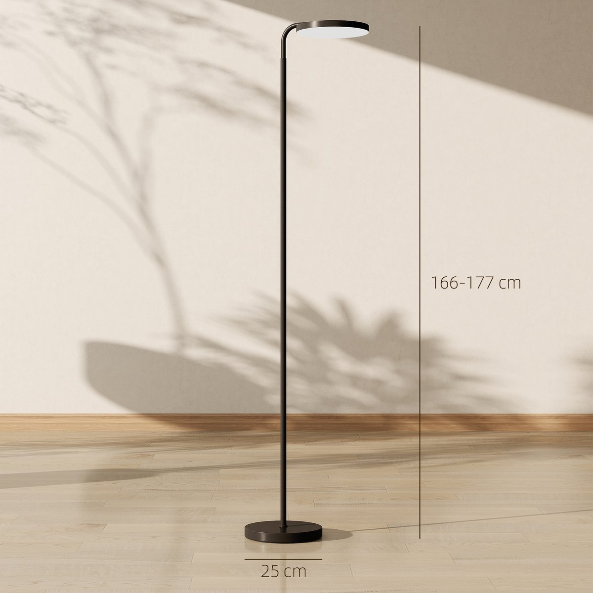 Lampadaire Acier Noir noir, HOMCOM