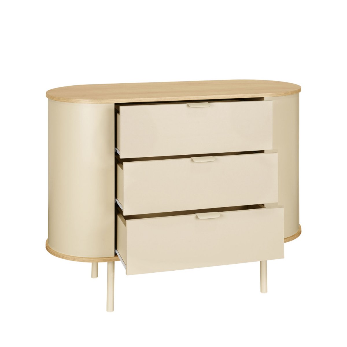 Commode 3 tiroirs en bois et métal- WILL beige, DRAWER