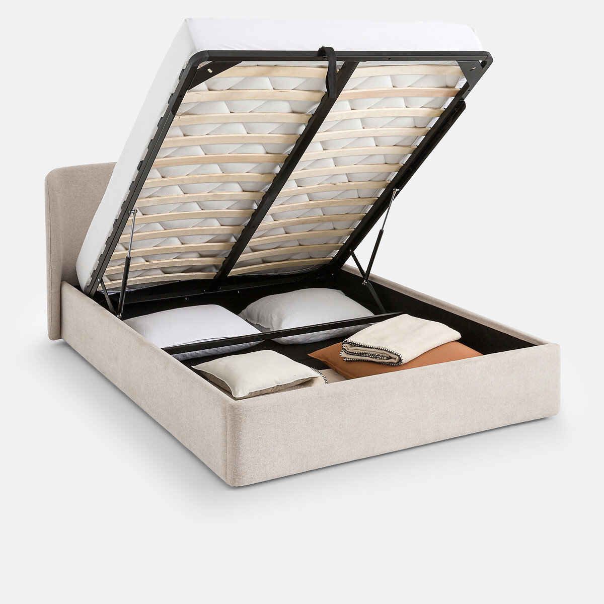 Lit coffre avec sommier relevable, Molona beige, LA REDOUTE INTERIEURS